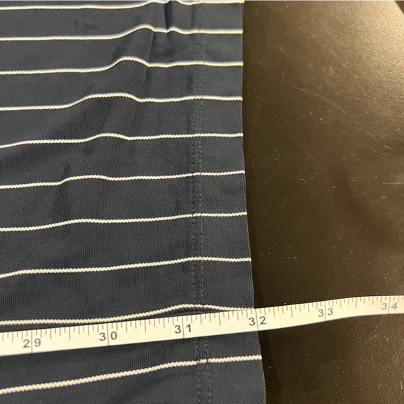 Armani Exchange Size Large Pants Fold Over Waist Wide Leg Navy Blue Stripped New - Picture 4 of 13